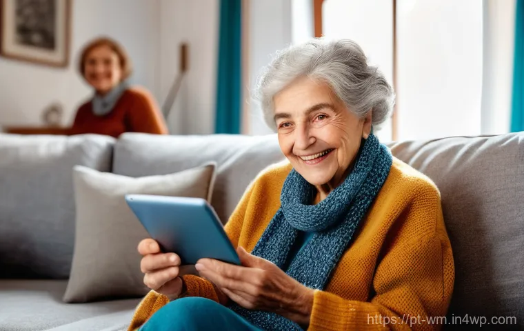 실버테크의 사회적 책임과 윤리적 고려사항 - **Prompt:** A heartwarming, photorealistic image of an elderly Portuguese woman, in her late 70s, wi...