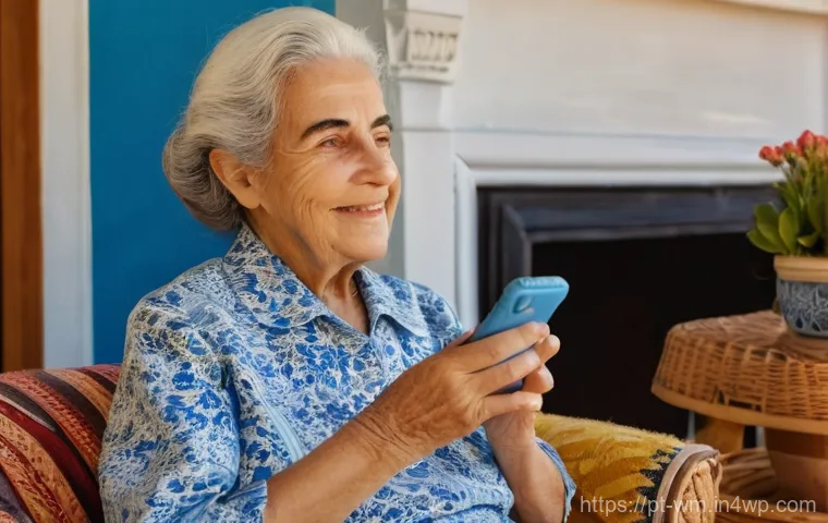 고령자 디지털 기기 사용 장벽 및 해결 방안 - **Prompt:** An elderly Portuguese woman, in her late 70s, with kind eyes and a gentle smile, sits co...