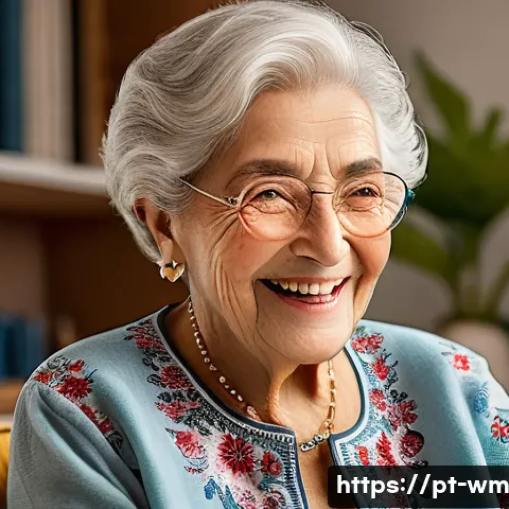 실버테크의 글로벌 시장 동향과 전망 - **Image Prompt: Joyful Virtual Family Gathering**
An elegant, happy elderly Portuguese grandmoth...